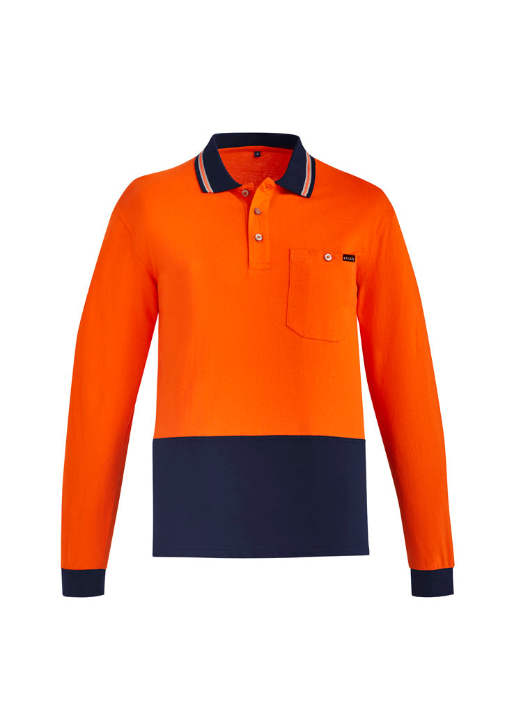Syzmik Mens Hi Vis Cotton Long Sleeve Polo