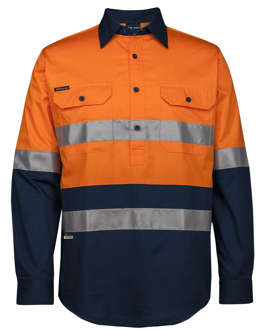 JB'S HI VIS (D+N) CLOSE FRONT L/S 150G WORK SHIRT 6HWCS