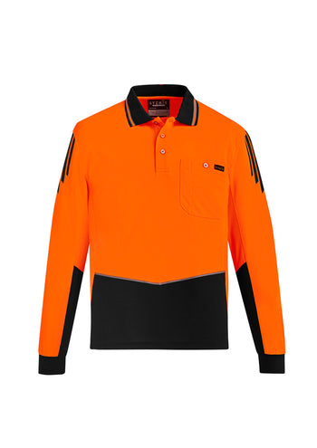 Syzmik Mens Hi Vis Flux Long Sleeve Polo