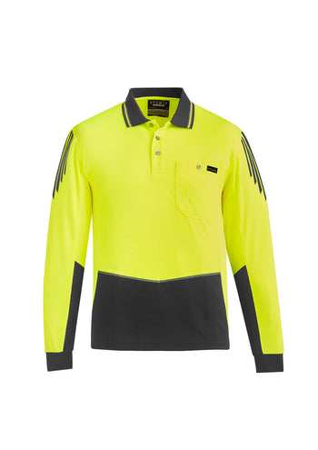 Syzmik Mens Hi Vis Flux Long Sleeve Polo
