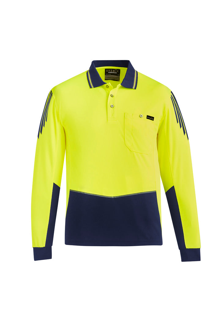 Syzmik Mens Hi Vis Flux Long Sleeve Polo