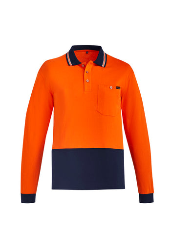 Syzmik Mens Hi Vis Cotton Long Sleeve Polo